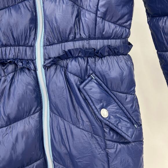 Michael Kors 10/12 MEDIUM Girls Purplish Blue Puff Parka Stadium Jacket - Picture 5 of 13